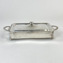 Sidabruoto žalvario stovas skardai su dangčiu 18,5×36,5×10 cm