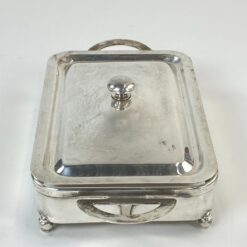 Sidabruoto žalvario stovas skardai su dangčiu 18,5×36,5×10 cm