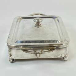 Sidabruoto žalvario stovas skardai su dangčiu 18,5×36,5×10 cm