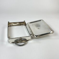 Sidabruoto žalvario stovas skardai su dangčiu 18,5×36,5×10 cm