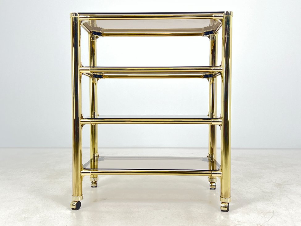 DN0140-lentynos-2 Metalinio rėmo lentyna su stiklo lentynomis ir ratukais 48x83x101 cm