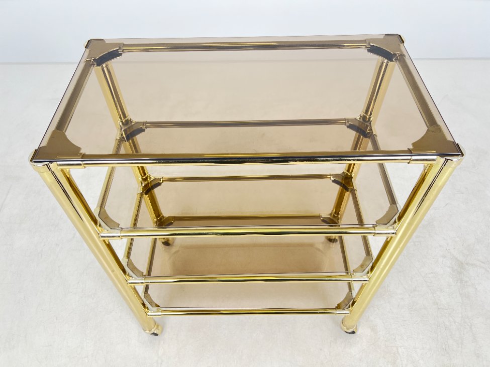 DN0140-lentynos-5 Metalinio rėmo lentyna su stiklo lentynomis ir ratukais 48x83x101 cm