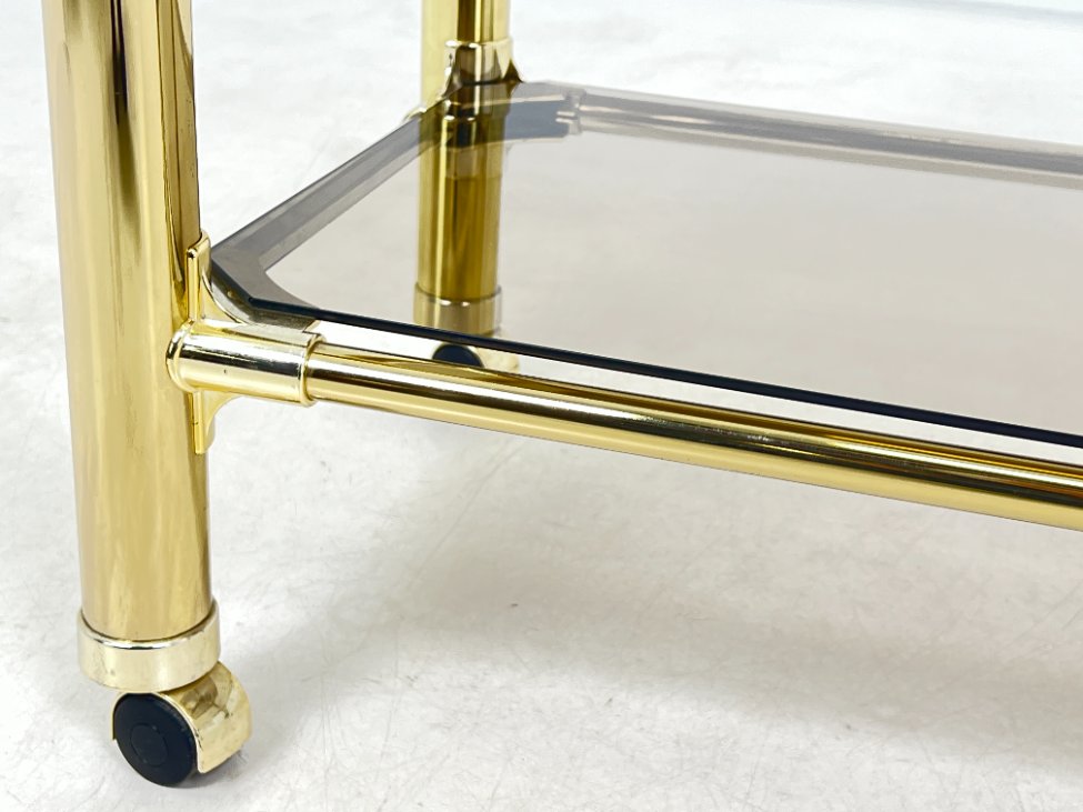 DN0140-lentynos-6 Metalinio rėmo lentyna su stiklo lentynomis ir ratukais 48x83x101 cm