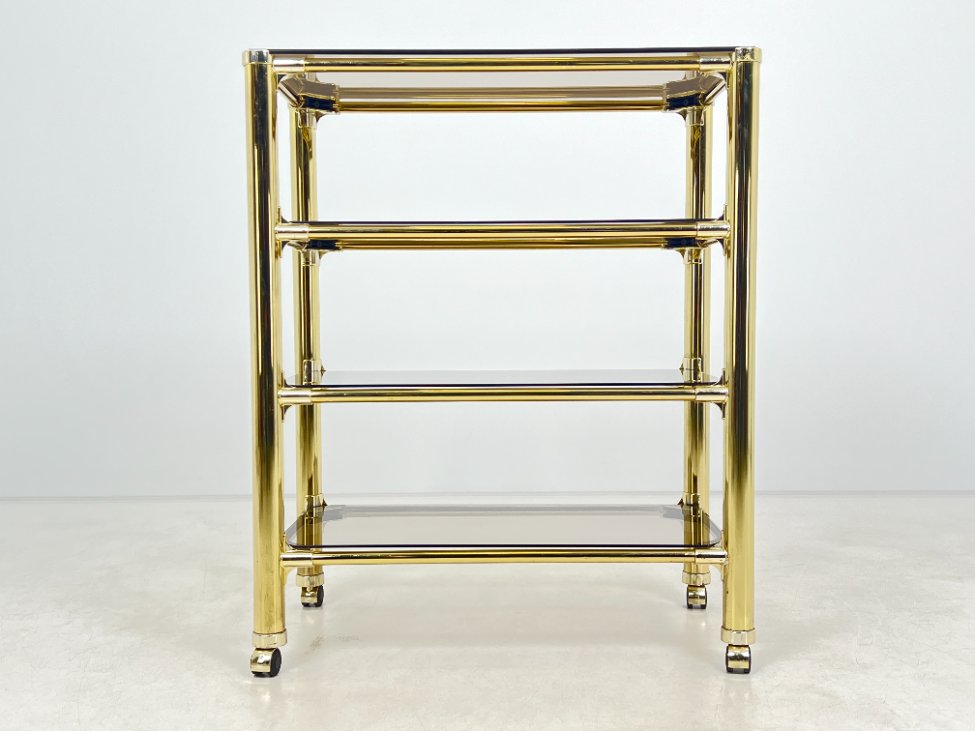 DN0140-lentynos-7 Metalinio rėmo lentyna su stiklo lentynomis ir ratukais 48x83x101 cm