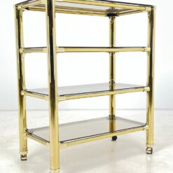 Metalinio rėmo lentyna su stiklo lentynomis ir ratukais 48x83x101 cm