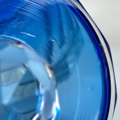 Melsvos spalvos stiklinis kosmetinis indelis su dangteliu 8,5×8,5×10 cm