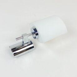 Chromuoto metalo sieninis šviestuvas baltu stiklo gaubtu 10,5x12x23,5 cm