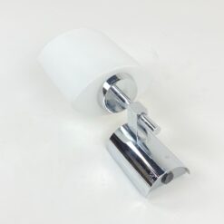 Chromuoto metalo sieninis šviestuvas baltu stiklo gaubtu 10,5x12x23,5 cm