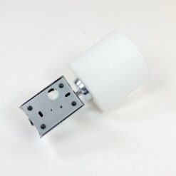 Chromuoto metalo sieninis šviestuvas baltu stiklo gaubtu 10,5x12x23,5 cm