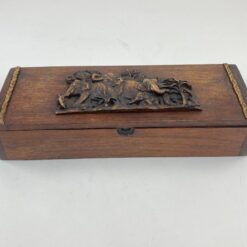 Medinė dėžutė su dramblių atvaizdu 10x29x7,5 cm