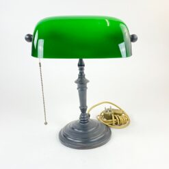 Stalinis bankininko šviestuvas žaliu stikliniu gaubtu 26x26x35,5 cm