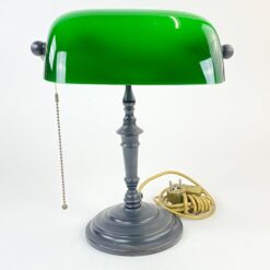 Stalinis bankininko šviestuvas žaliu stikliniu gaubtu 26x26x35,5 cm