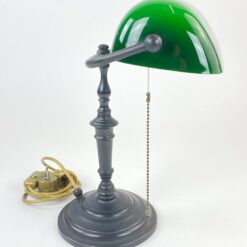 Stalinis bankininko šviestuvas žaliu stikliniu gaubtu 26x26x35,5 cm