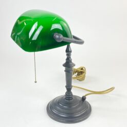 Stalinis bankininko šviestuvas žaliu stikliniu gaubtu 26x26x35,5 cm