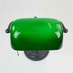 Stalinis bankininko šviestuvas žaliu stikliniu gaubtu 26x26x35,5 cm