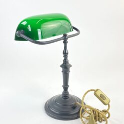 Stalinis bankininko šviestuvas žaliu stikliniu gaubtu 26x26x35,5 cm