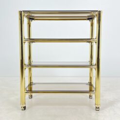 Metalinio rėmo lentyna su stiklo lentynomis ir ratukais 48x83x101 cm