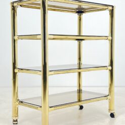 Metalinio rėmo lentyna su stiklo lentynomis ir ratukais 48x83x101 cm