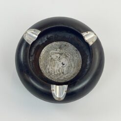 Medinė peleninė su metaliniais apkaustais ir dramblio atvaizdu 13x13x5,5 cm