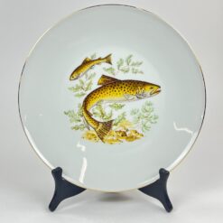 Porcelianinė Mitterteich Bavaria lėkštė su žuvų atvaizdu 24,5×24,5×3 cm