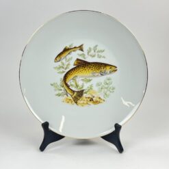 Porcelianinė Mitterteich Bavaria lėkštė su žuvų atvaizdu 24,5×24,5×3 cm