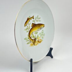 Porcelianinė Mitterteich Bavaria lėkštė su žuvų atvaizdu 24,5×24,5×3 cm