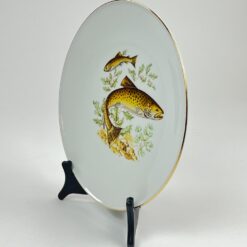 Porcelianinė Mitterteich Bavaria lėkštė su žuvų atvaizdu 24,5×24,5×3 cm