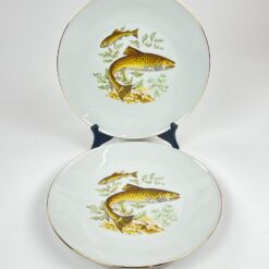 Porcelianinė Mitterteich Bavaria lėkštė su žuvų atvaizdu 24,5×24,5×3 cm