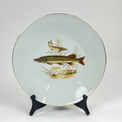 Porcelianinė Mitterteich Bavaria lėkštė su žuvų atvaizdu 24,5×24,5×3 cm