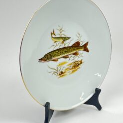Porcelianinė Mitterteich Bavaria lėkštė su žuvų atvaizdu 24,5×24,5×3 cm
