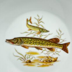 Porcelianinė Mitterteich Bavaria lėkštė su žuvų atvaizdu 24,5×24,5×3 cm