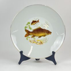 Porcelianinė Mitterteich Bavaria lėkštė su žuvų atvaizdu 24,5x24,5x3 cm