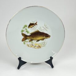 Porcelianinė Mitterteich Bavaria lėkštė su žuvų atvaizdu 24,5×24,5×3 cm