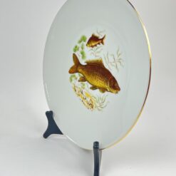 Porcelianinė Mitterteich Bavaria lėkštė su žuvų atvaizdu 24,5×24,5×3 cm