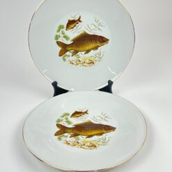 Porcelianinė Mitterteich Bavaria lėkštė su žuvų atvaizdu 24,5×24,5×3 cm