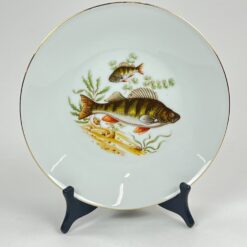 Porcelianinė Mitterteich Bavaria lėkštė su žuvų atvaizdu 24,5×24,5×3 cm