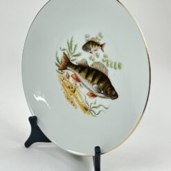 Porcelianinė Mitterteich Bavaria lėkštė su žuvų atvaizdu 24,5×24,5×3 cm