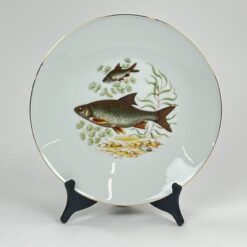 Porcelianinė Mitterteich Bavaria lėkštė su žuvų atvaizdu 24,5x24,5x3 cm