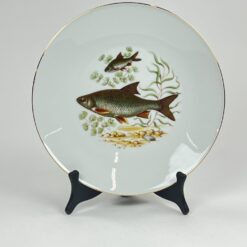 Porcelianinė Mitterteich Bavaria lėkštė su žuvų atvaizdu 24,5×24,5×3 cm