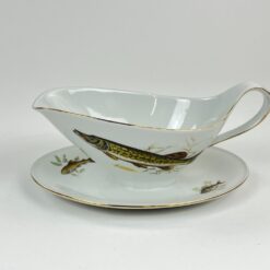 Porcelianinė Mitterteich Bavaria padažinė su žuvų atvaizdais 15×22,5×10 cm