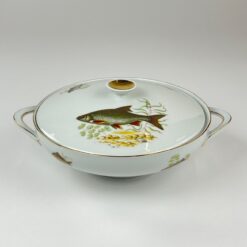 Porcelianinė Mitterteich Bavaria sriubinė su žuvų atvaizdais 23x29x12 cm