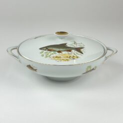 Porcelianinė Mitterteich Bavaria sriubinė su žuvų atvaizdais 23x29x12 cm