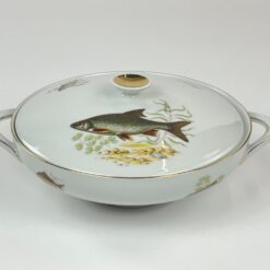 Porcelianinė Mitterteich Bavaria sriubinė su žuvų atvaizdais 23x29x12 cm