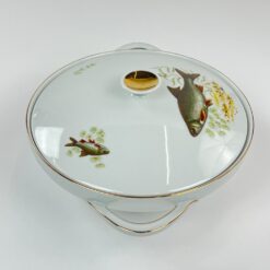 Porcelianinė Mitterteich Bavaria sriubinė su žuvų atvaizdais 23x29x12 cm