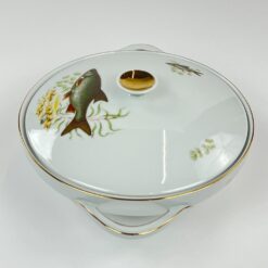 Porcelianinė Mitterteich Bavaria sriubinė su žuvų atvaizdais 23x29x12 cm