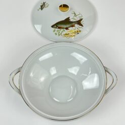 Porcelianinė Mitterteich Bavaria sriubinė su žuvų atvaizdais 23x29x12 cm