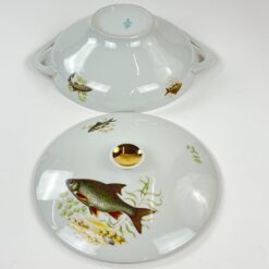 Porcelianinė Mitterteich Bavaria sriubinė su žuvų atvaizdais 23x29x12 cm