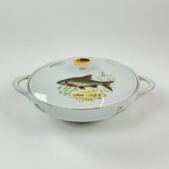 Porcelianinė Mitterteich Bavaria sriubinė su žuvų atvaizdais 23×29,5×12 cm