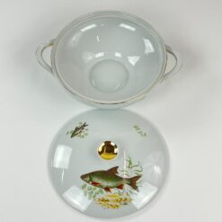 Porcelianinė Mitterteich Bavaria sriubinė su žuvų atvaizdais 23×29,5×12 cm