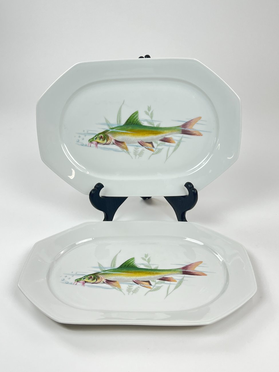 DN0239-servizu-dalys-6 Porcelianinė Winterling serviravimo lėkštė su žuvies atvaizdu 19x29x2,5 cm